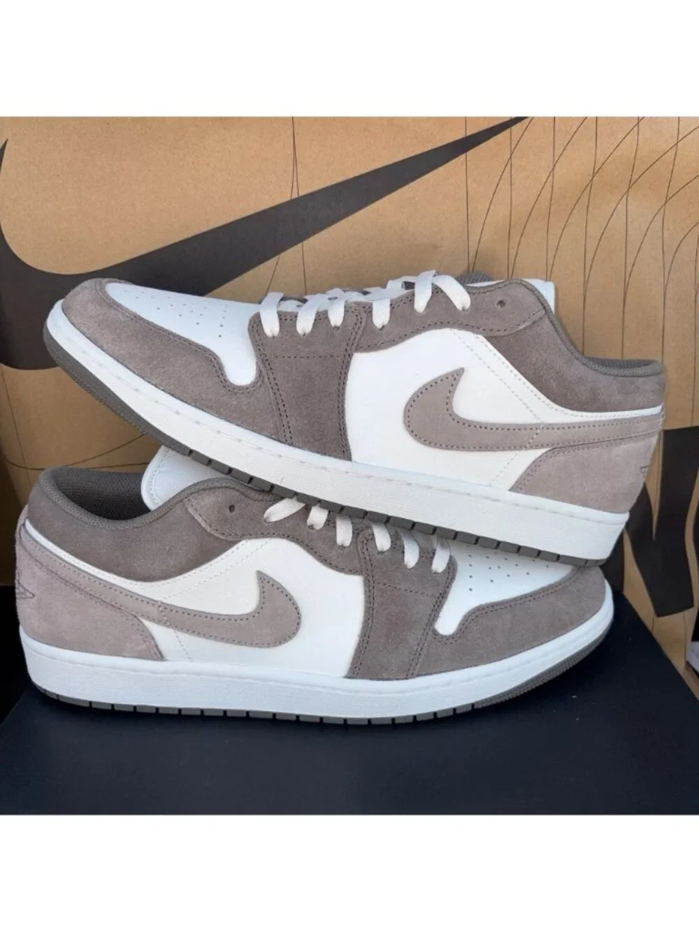 NEW Nike Air Jordan 1 Low Olive Gray Enigma Stone 553558-046 Men Size 12